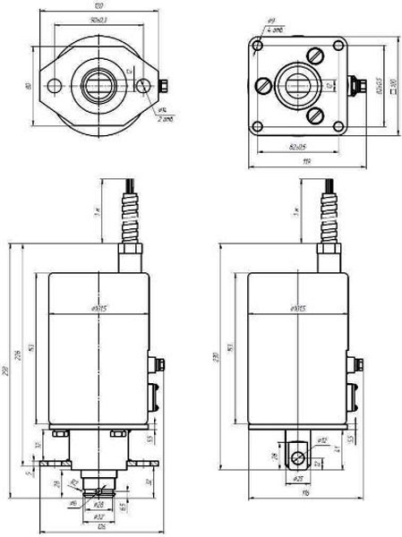 Рис.1. Габаритный чертеж устройства импульсного электромагнитного УИМ 0331
