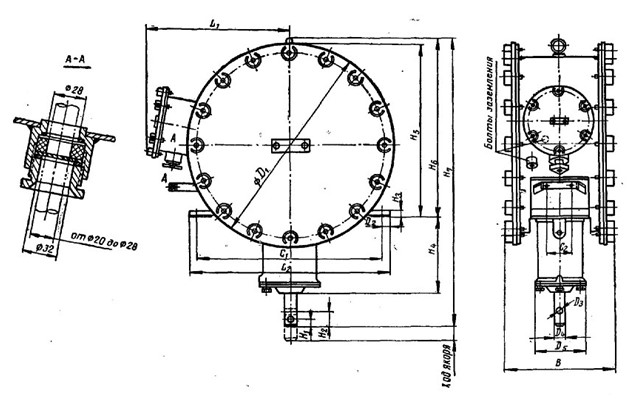 Рис.1. Габаритный чертеж электромагнита КМТ-211А/Т