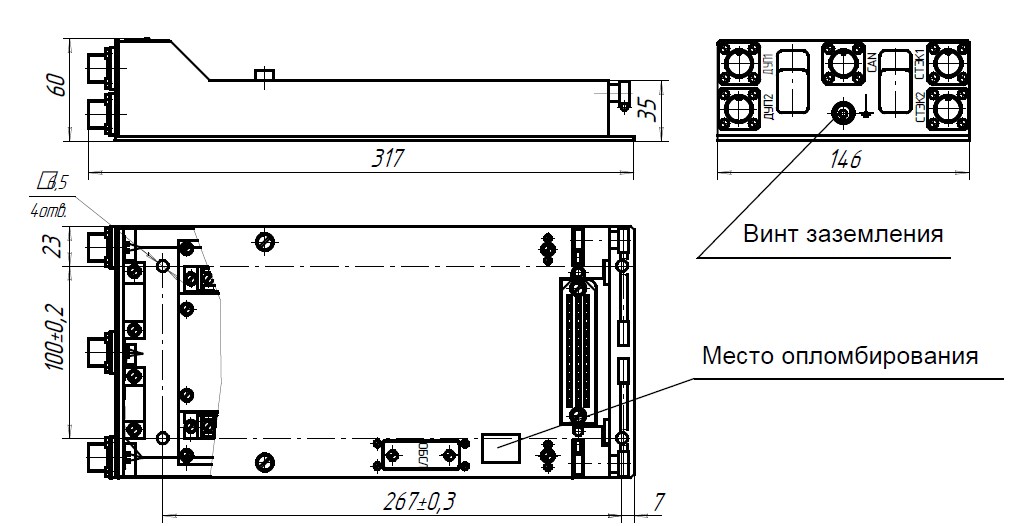 Схема габаритных размеров панели ПС-3П