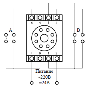 Схема подключения реле времени AH3-3 
