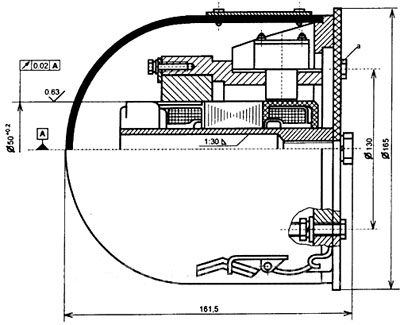 Рис.1. Схема габаритных размеров тахогенератора постоянного тока ТС-1М